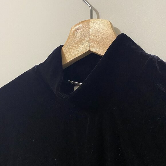 Y2K La Senza Black Velvet Mock Neck T-Shirt Top Cropped Whimsigoth Vamp - Picture 3 of 8